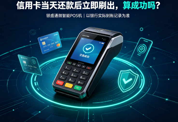 银盛通微智能POS机:信用卡当天还款后立即刷出,算成功吗?