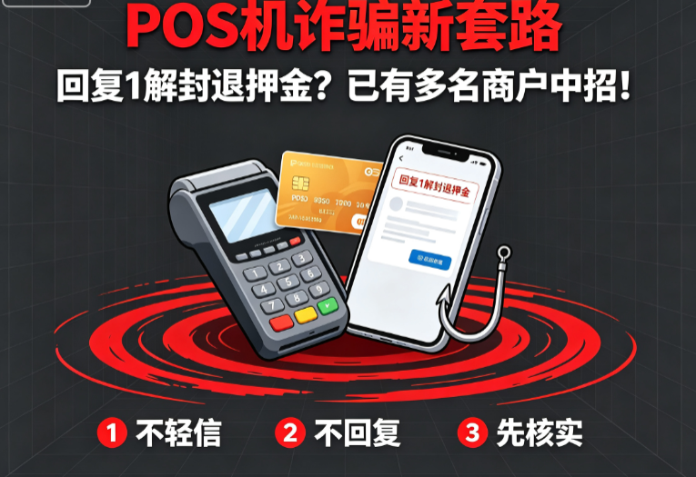 POS机诈骗新套路:回复1解封退押金?已有多名商户中招!